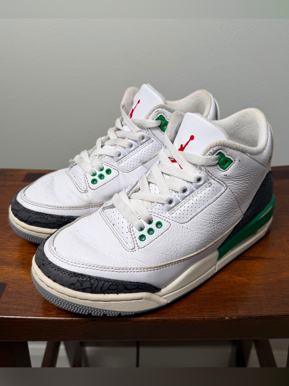 Women’s Air Jordan 3 Retro Lucky Green White Cement Size 5.5W CK9246-136